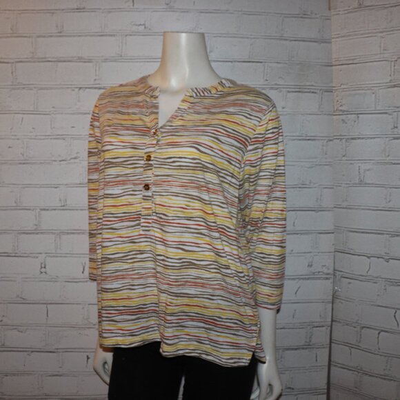 🌼🍊🌞 Cathy Daniels Blouse · Yellow · Orange · White · Size XL - Picture 3 of 5